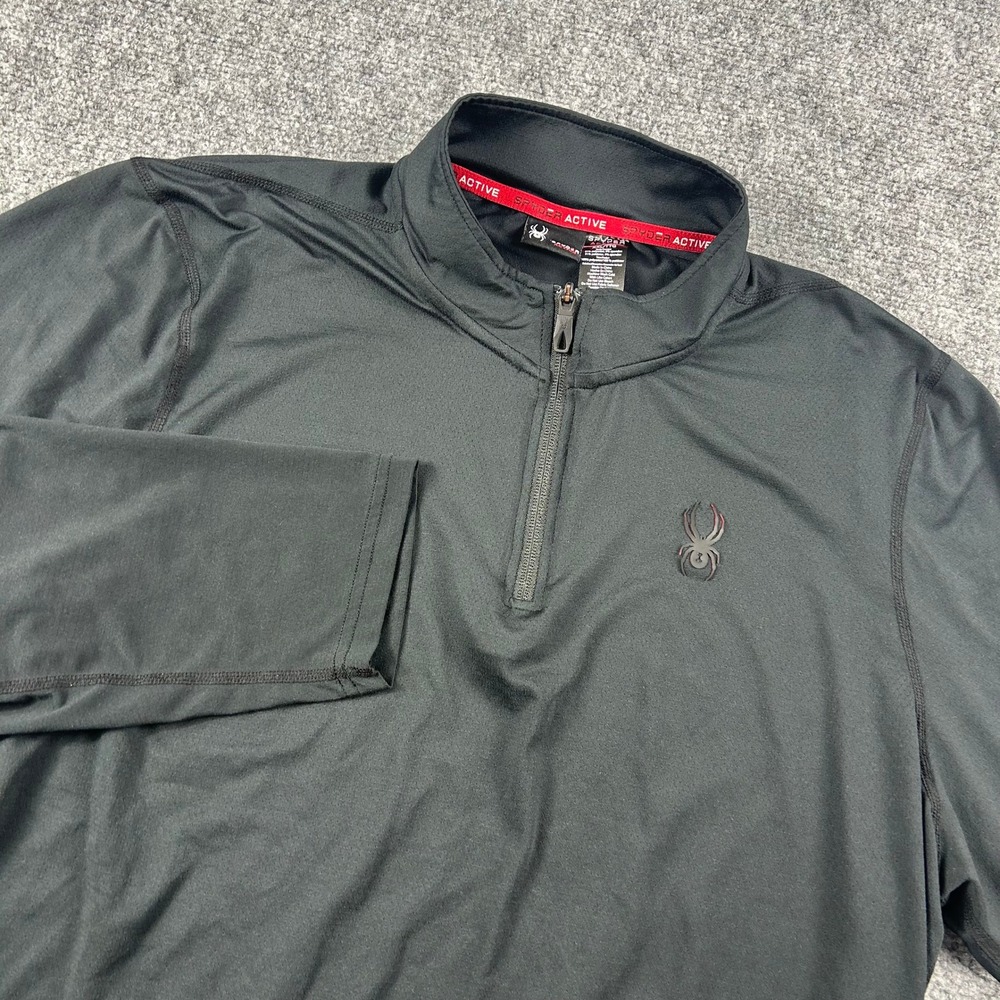 Spyder Pullover Mens XXL Black Quarter Zip Active ProWeb Long Sleeve Athletic